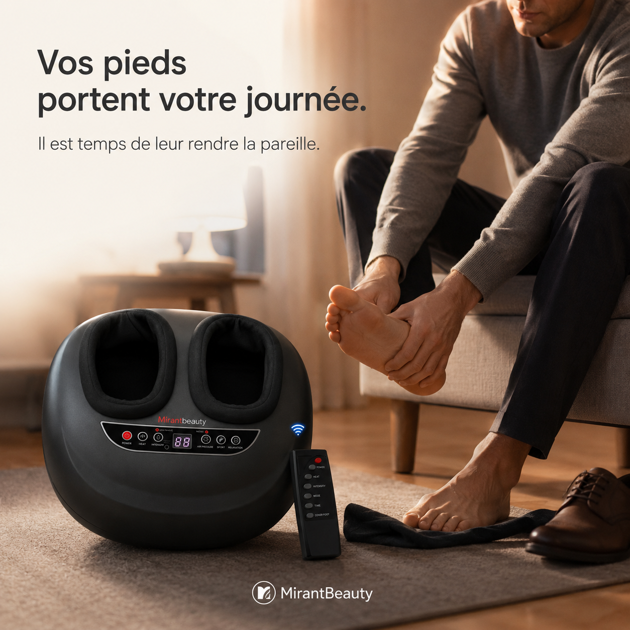Mirant FootSpa Pro™ | Masseur de pieds Shiatsu chauffant à compression d'air 360°