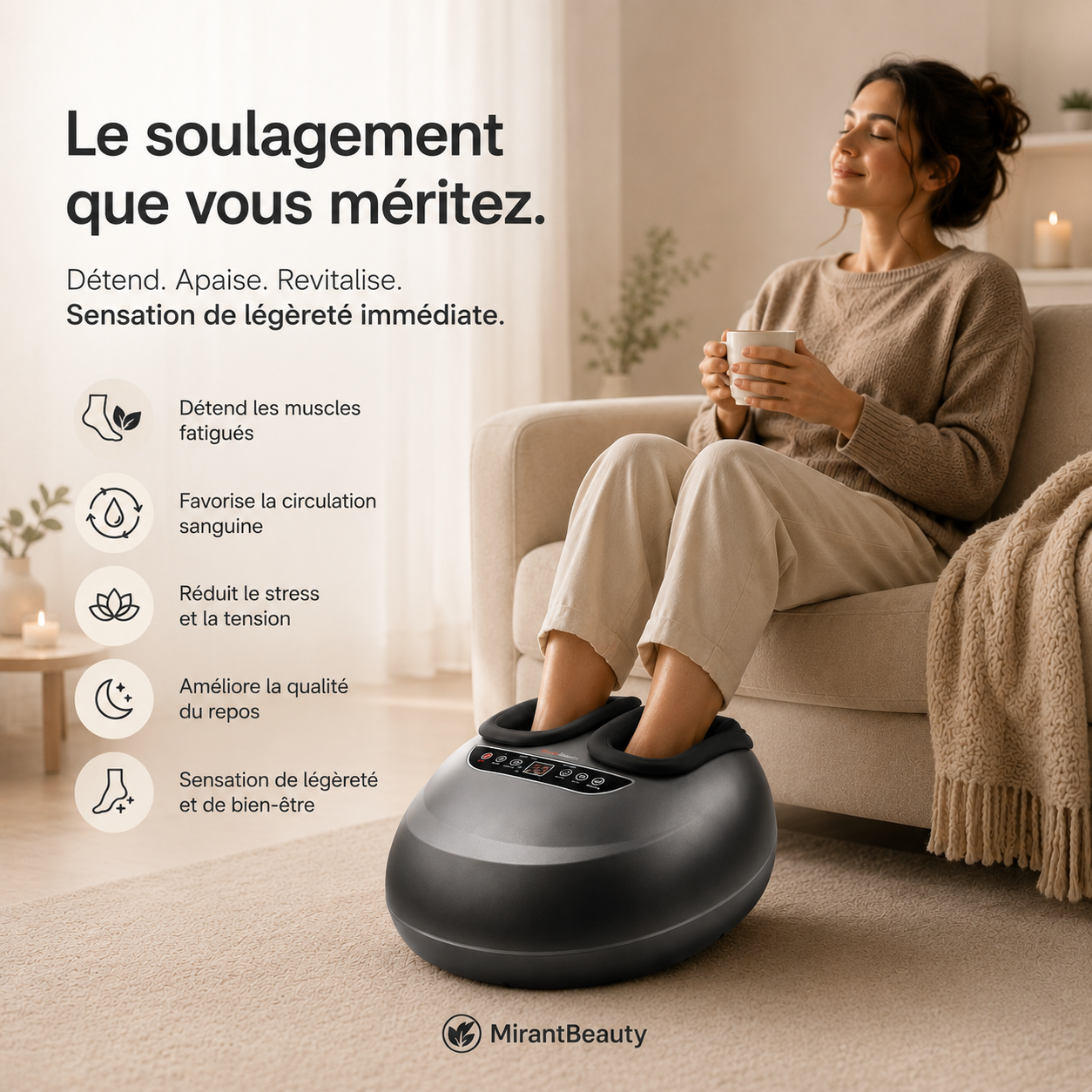 Mirant FootSpa Pro™ | Masseur de pieds Shiatsu chauffant à compression d'air 360°