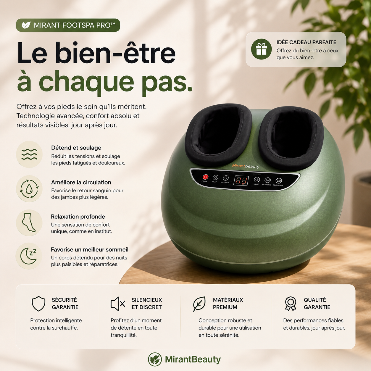 Mirant FootSpa Pro™ | Masseur de pieds Shiatsu chauffant à compression d'air 360°