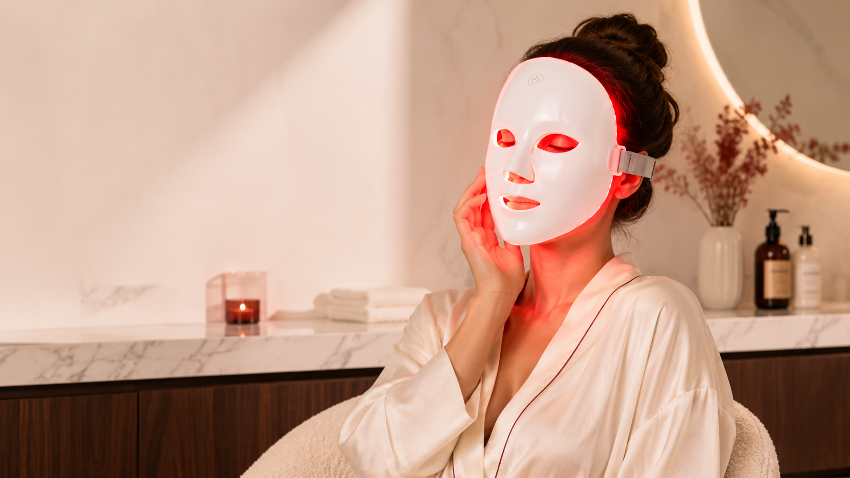 Femme utilisant le Mirant LEDMask Pro